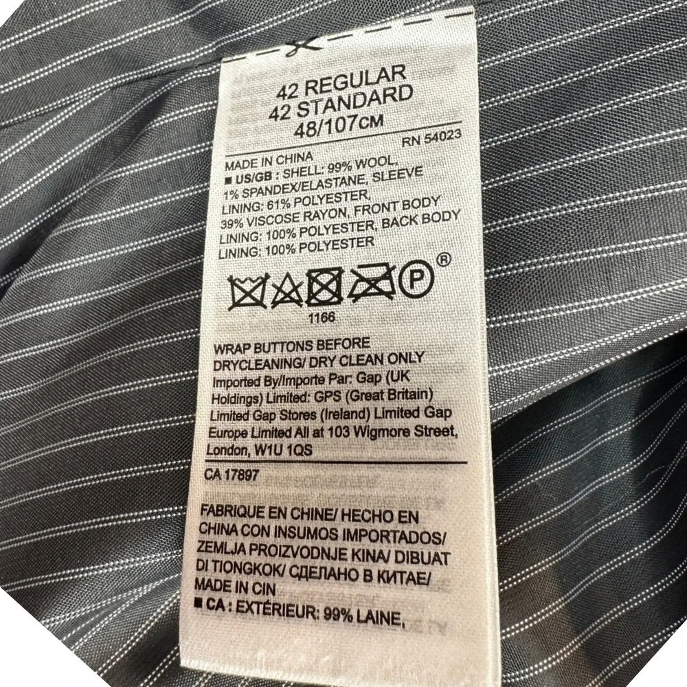 Banana Republic Wool Blazer Mens 42R Grey Tessuto Marzotto Slim Fit Sport Coat